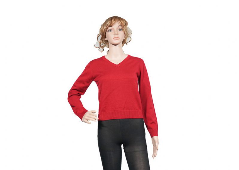 Red Color Acrylic Girl School Uniform Sweater OEM Design For Spring - 12320492