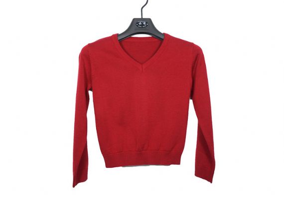Red Color Acrylic Girl School Uniform Sweater OEM Design For Spring - 12320492