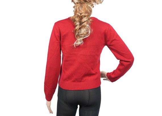 Red Color Acrylic Girl School Uniform Sweater OEM Design For Spring - 12320492