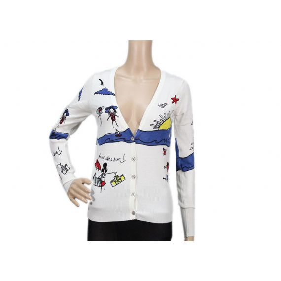 Повседневный вязаный кардиган с принтом коротких вершин дам, тонкий приталенный тонкий свитер - 12102959