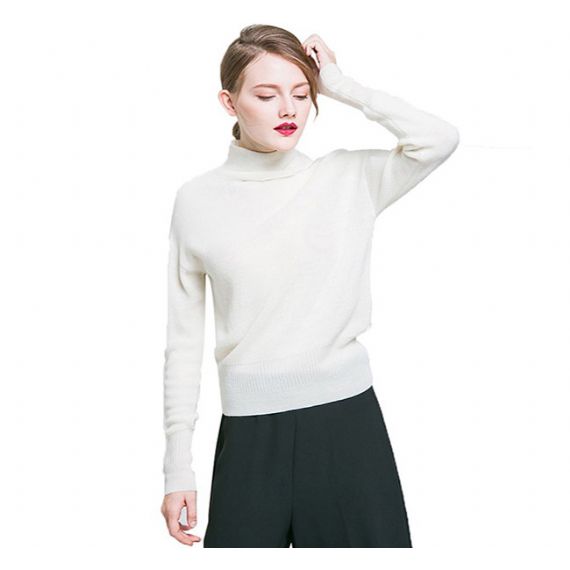 Осенний вязаный свитер с особым воротником для женщин, вязаный нашивкой - 11202507