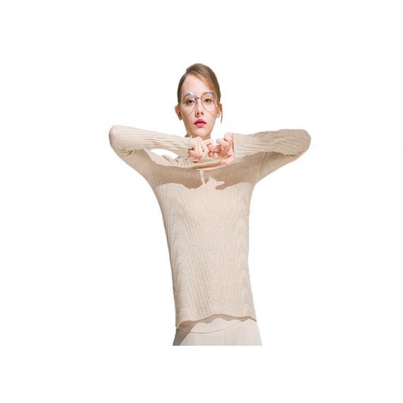 Нейлон прыгуна длинного рукава свитера Книт высоких женщин шеи мягкий тонкий/акриловый материал - 11202515