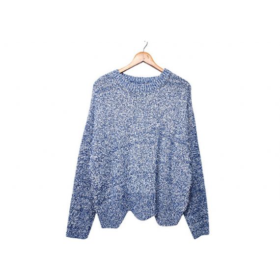 Нерегулярный вязаный свитер с круглым вырезом для женщин - 11202539