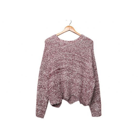 Нерегулярный вязаный свитер с круглым вырезом для женщин - 11202539