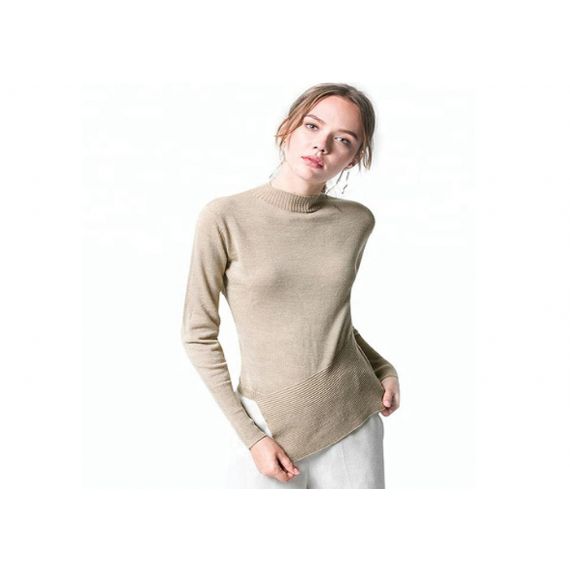 Женский вязаный свитер с асимметричным краем - 11202544