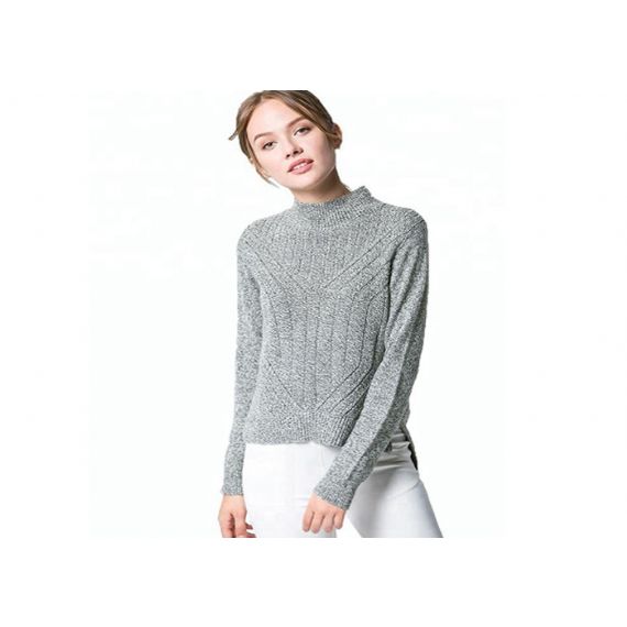 Боковой джемпер Джерси 12 ГГ свитера Книт женщин дизайна вентиляционного отверстия с длинным рукавом - 11202549