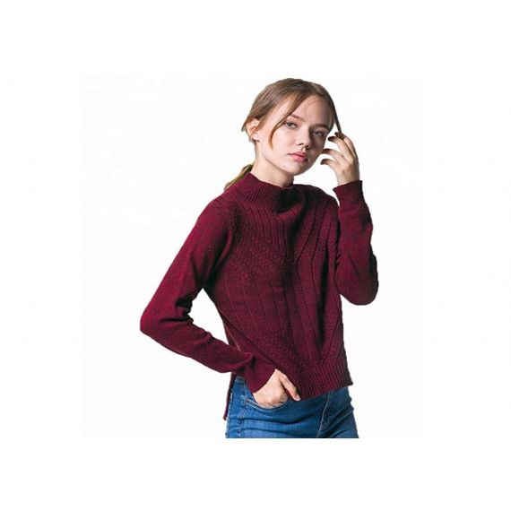 Боковой джемпер Джерси 12 ГГ свитера Книт женщин дизайна вентиляционного отверстия с длинным рукавом - 11202549