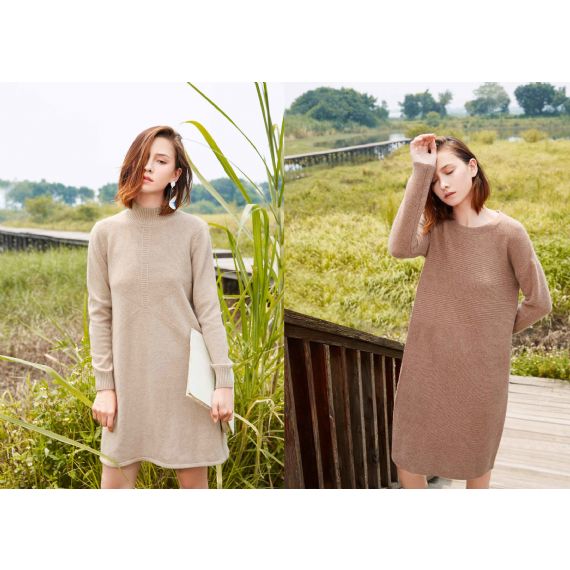 Платье кашемира элегантных свитеров нервюры сшитое по индивидуальному заказу теплым стилем изготовленное на заказ длинное - 11610934