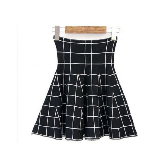 Высокая юбка конькобежца девушек картины решетки талии/модная мини-юбка шотландки - 11612198