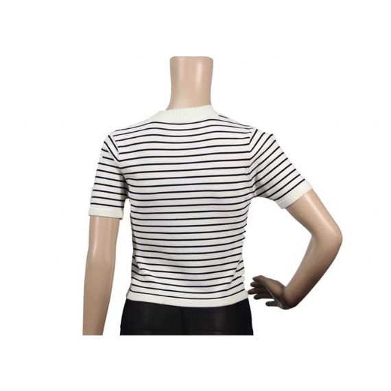 Футболка свитера Книт женщин компьютера черно-белая Стрипед крутая с коротким рукавом - 12103528