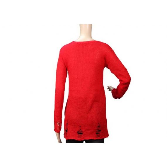 Пуловер рождества картины головы северного оленя свитера Книт красных длинных женщин для весны - 12103934