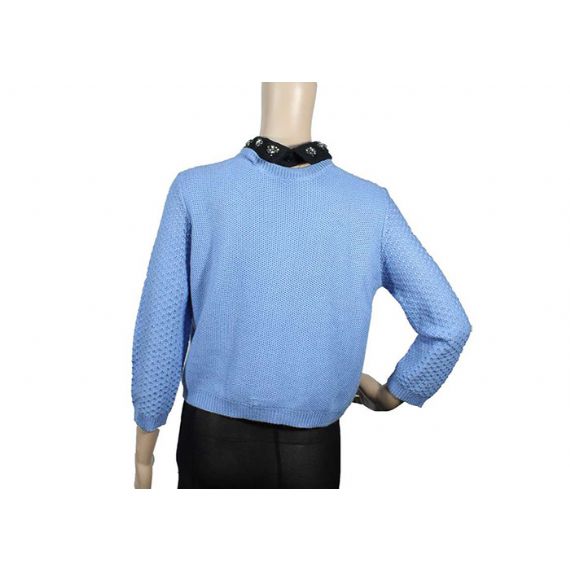 Голубой открытый передний кардиган Аргайл застегивает свитер сплошного цвета для женщин - 12104312