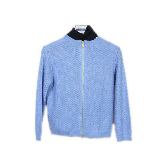 Голубой открытый передний кардиган Аргайл застегивает свитер сплошного цвета для женщин - 12104312