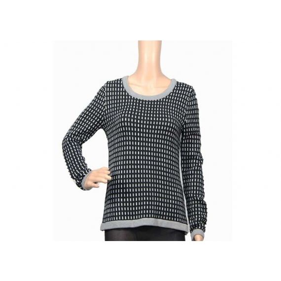 Осенне-зимний теплый толстый женский вязаный свитер черно-белый женский акрил - 12104808