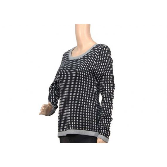 Осенне-зимний теплый толстый женский вязаный свитер черно-белый женский акрил - 12104808