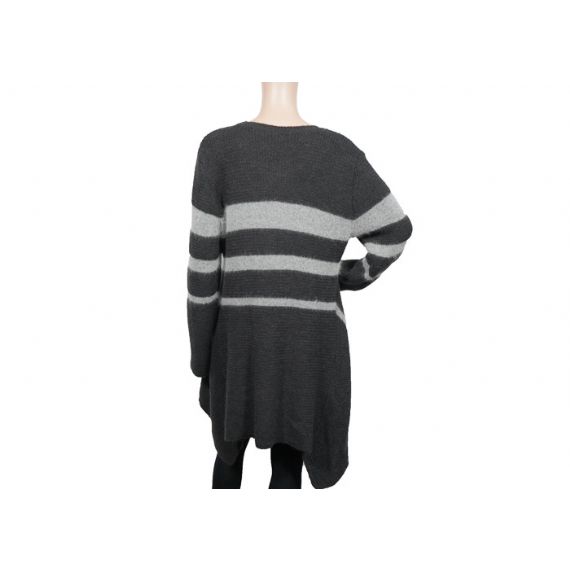 Серый воротник свитера женщин картины хлопка 12 Стрипед полосатый круглый длинный для осени - 12317225