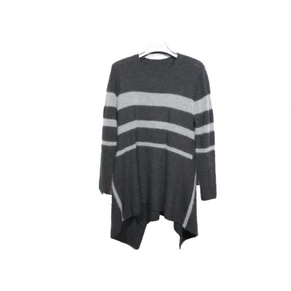 Серый воротник свитера женщин картины хлопка 12 Стрипед полосатый круглый длинный для осени - 12317225