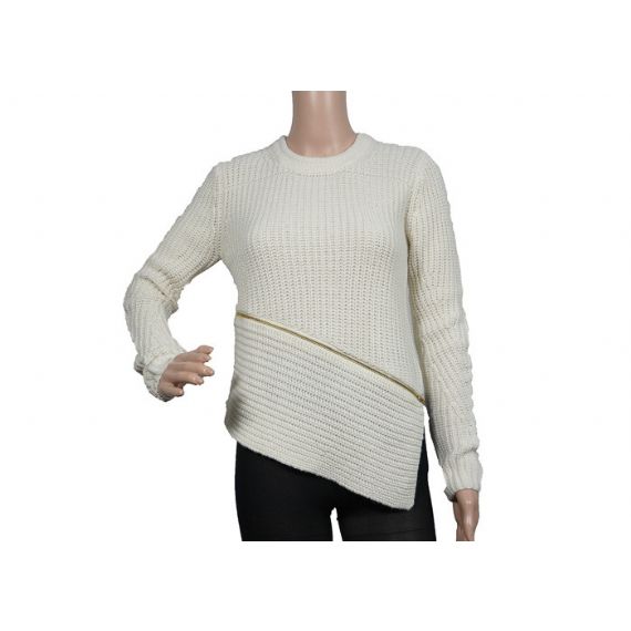Изготовленный на заказ толстый стиль пуловера теплых женщин свитера Книт кабеля акриловый белый - 12317241