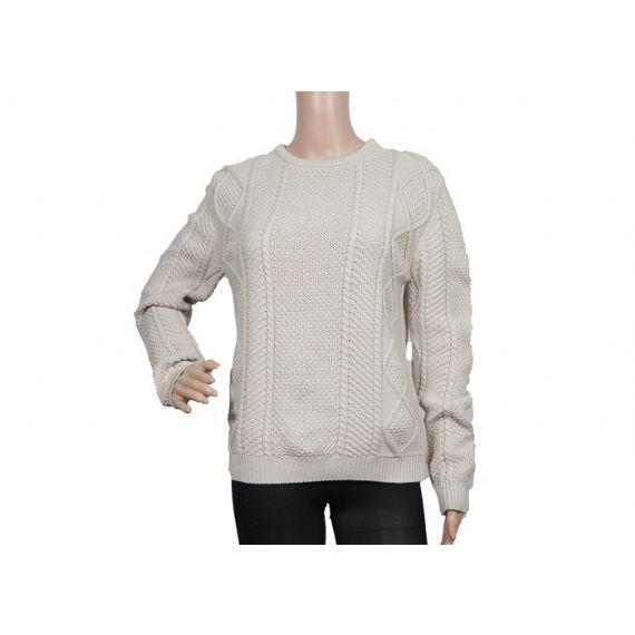 Датчик толщины 9 чистого хлопка свитера женщин шеи кабеля белого кабеля связанный для зимы - 12320423