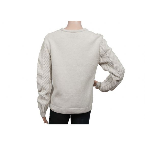 Датчик толщины 9 чистого хлопка свитера женщин шеи кабеля белого кабеля связанный для зимы - 12320423