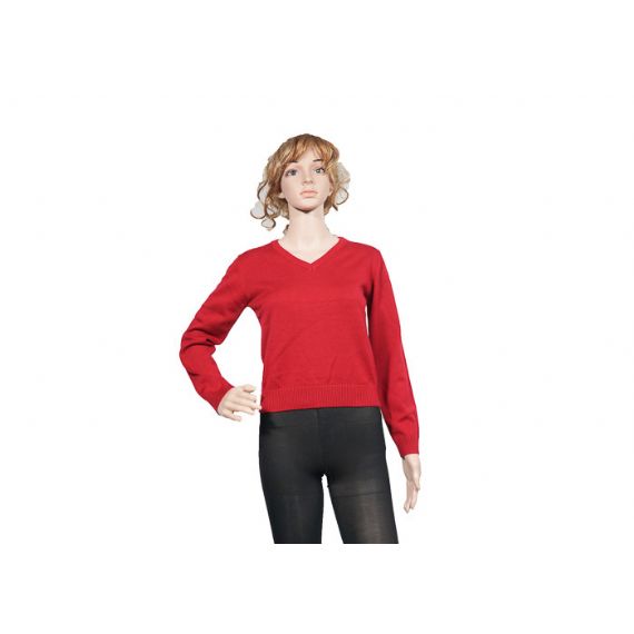 Дизайн ОЭМ свитера школьной формы девушки красного цвета акриловый для весны - 12320492