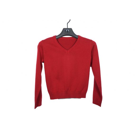 Дизайн ОЭМ свитера школьной формы девушки красного цвета акриловый для весны - 12320492