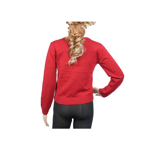 Дизайн ОЭМ свитера школьной формы девушки красного цвета акриловый для весны - 12320492