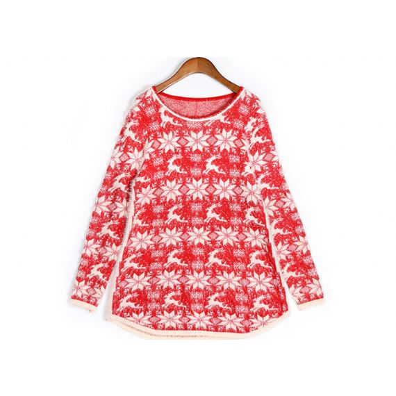 Цвет пуловера платья перемычки рождественского северного оленя негабаритный красный темно-синий - 11153761