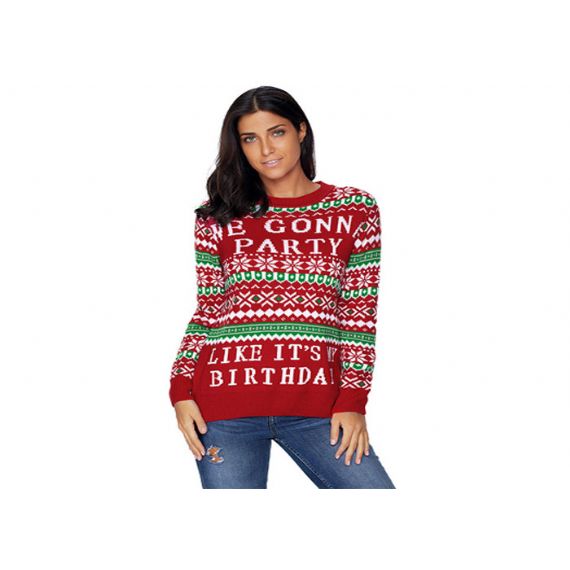 Женский джемпер Ugly Christmas тонкой вязки - 11153768