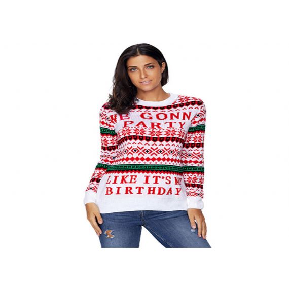 Женский джемпер Ugly Christmas тонкой вязки - 11153768