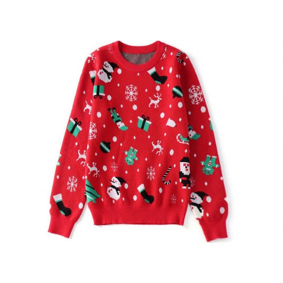 Жаккардовый Снежинка Уродливый Рождественский Свитер Компьютерная Вязание Техника - 11153794