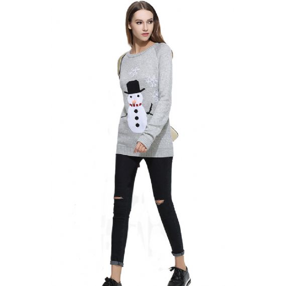 Жаккардовый вязаный свитер Ugly Christmas для женщин - 11153798