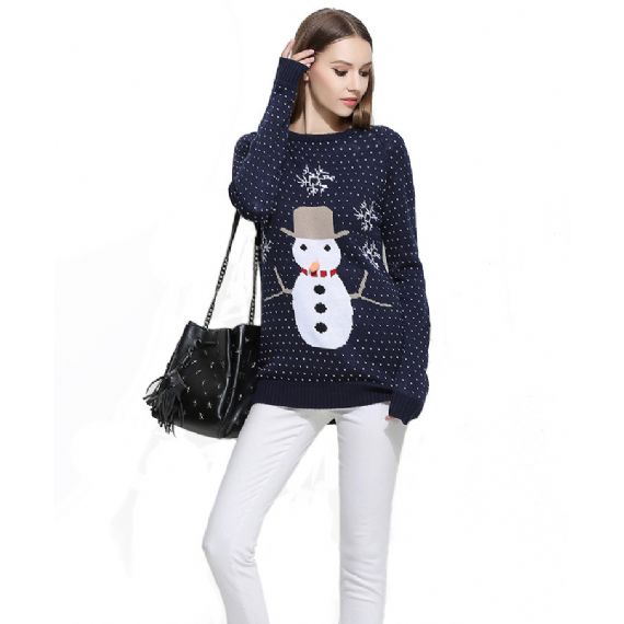 Жаккардовый вязаный свитер Ugly Christmas для женщин - 11153798