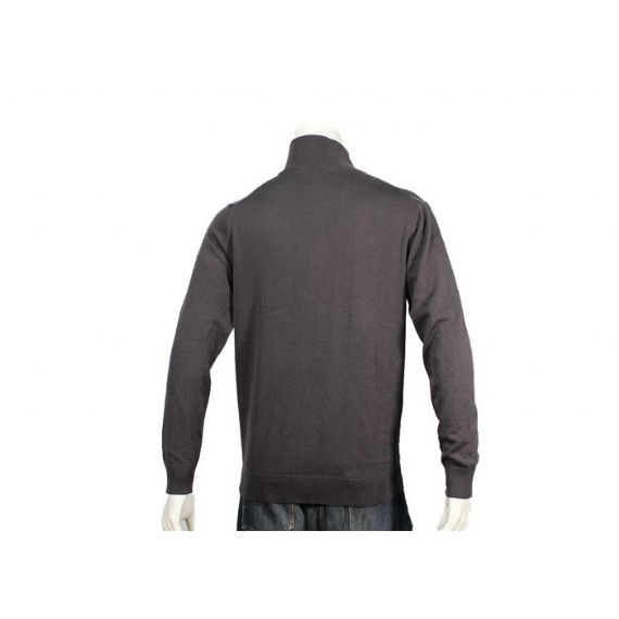 Вязаный пуловер с высоким воротом и застежкой-молнией с классическим узором Intasia - 11989635