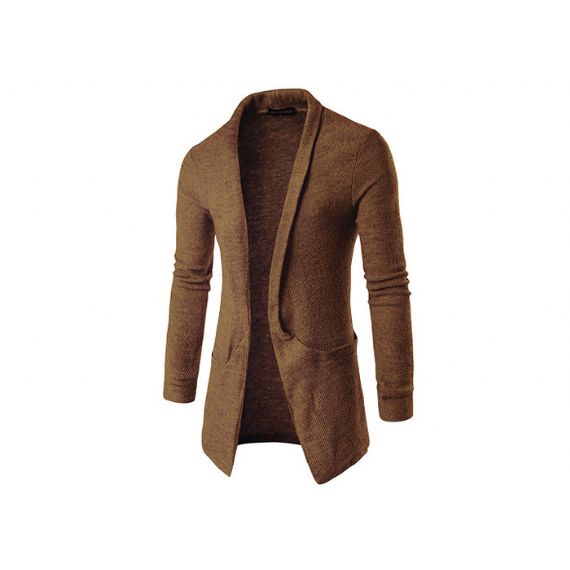 Мужские длинные хлопчатобумажные и акриловые 12GG Cable Cozy Knitted Cardigan Sweaters Осень - 11202923