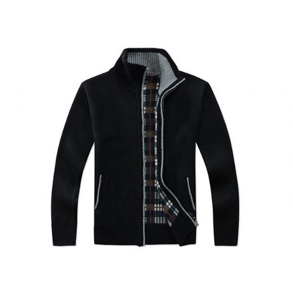 Осенний дышащий мужской вязаный кардиган на молнии, свитер - 13243953