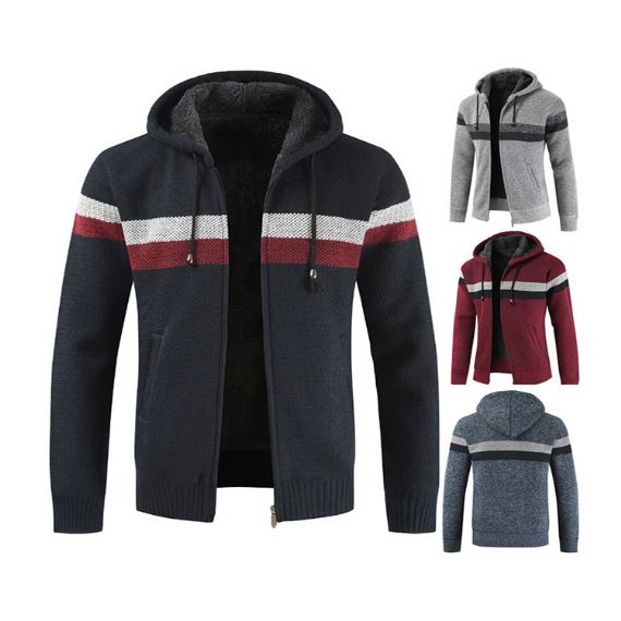 Уютный вязаный свитер с капюшоном и водолазкой ISO на молнии с капюшоном - 13246261