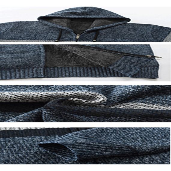 Уютный вязаный свитер с капюшоном и водолазкой ISO на молнии с капюшоном - 13246261