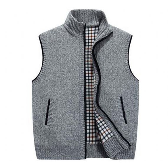 Воротник-стойка Толстый вязаный кардиган Свитер без рукавов Жилеты - 13246278