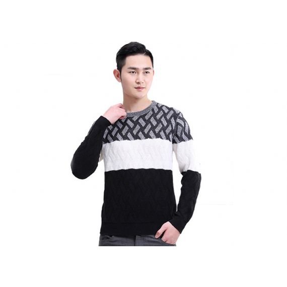 Чистый связанный свитер пуловера людей, картины кабеля людей для зимы - 11202602