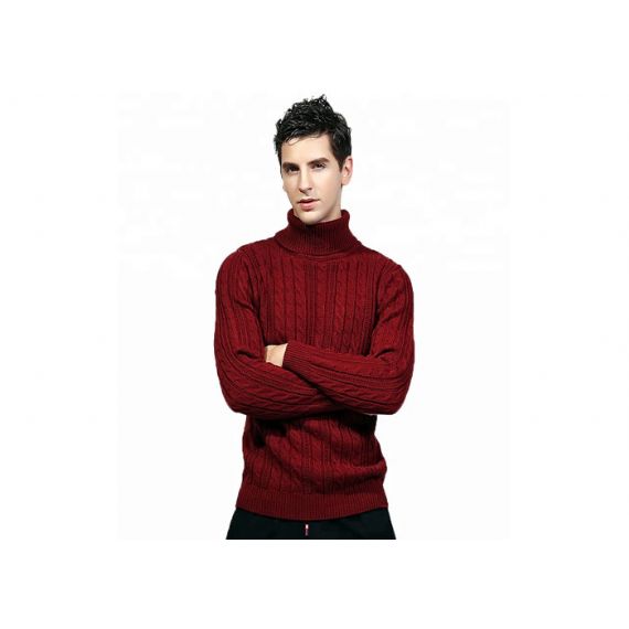 Мужской джемпер с высоким воротом Red Cable, вязаный пуловер, акриловый толстый свитер с высоким воротом - 11202920