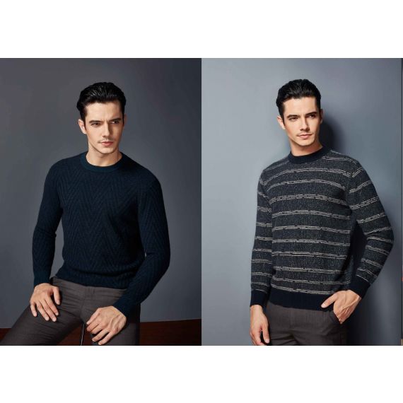 MTM Jacquard Made To Measure Свитера Кашемировый свитер из чистого трикотажа для мужчин - 11272402