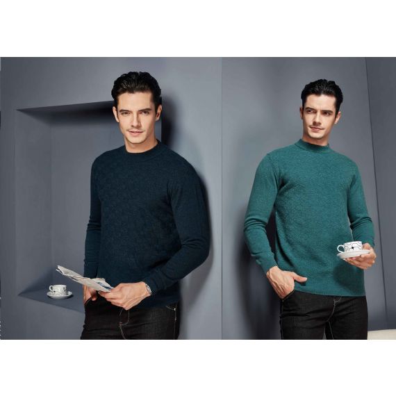 Мужские свитера ручной работы с круглым вырезом и длинным рукавом Свитера из чистого кашемира - 11272404