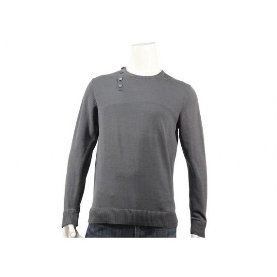 Кнопка свитера Книт длинных людей серого цвета рукава ложная 2 вверх на плече - 11989710