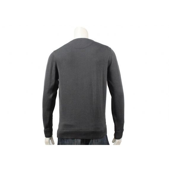 Кнопка свитера Книт длинных людей серого цвета рукава ложная 2 вверх на плече - 11989710