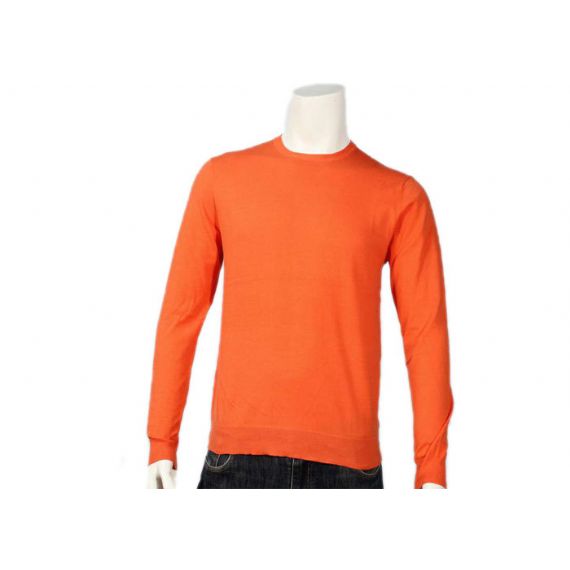 Хлопок и лайкра свитера пуловера оранжевых людей связанные равниной для осени - 11997507