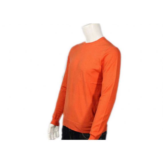 Хлопок и лайкра свитера пуловера оранжевых людей связанные равниной для осени - 11997507