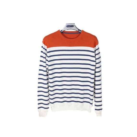 Свитер Книт простых людей шеи экипажа на синь и белизна Стрипед весны и осени - 11997628