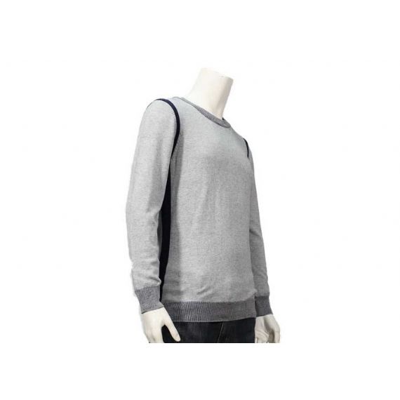 Круглая шея свитера хлопка свитера вязания бреатабле людей регулярного рукава серого серого - 11999247