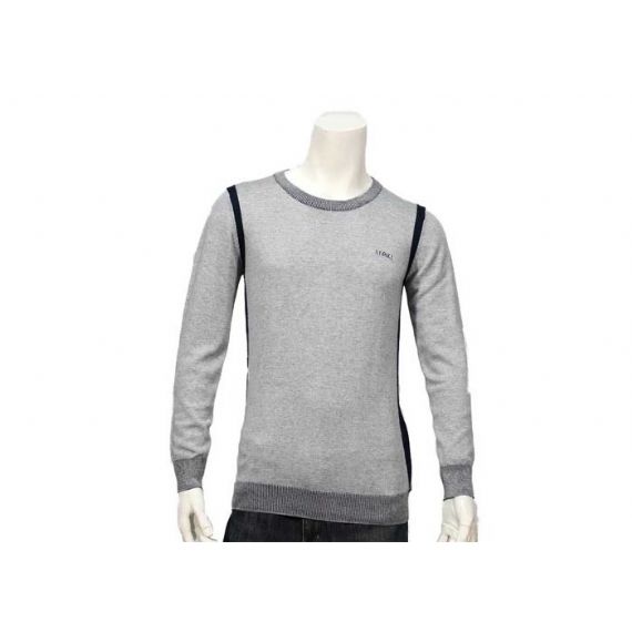 Круглая шея свитера хлопка свитера вязания бреатабле людей регулярного рукава серого серого - 11999247